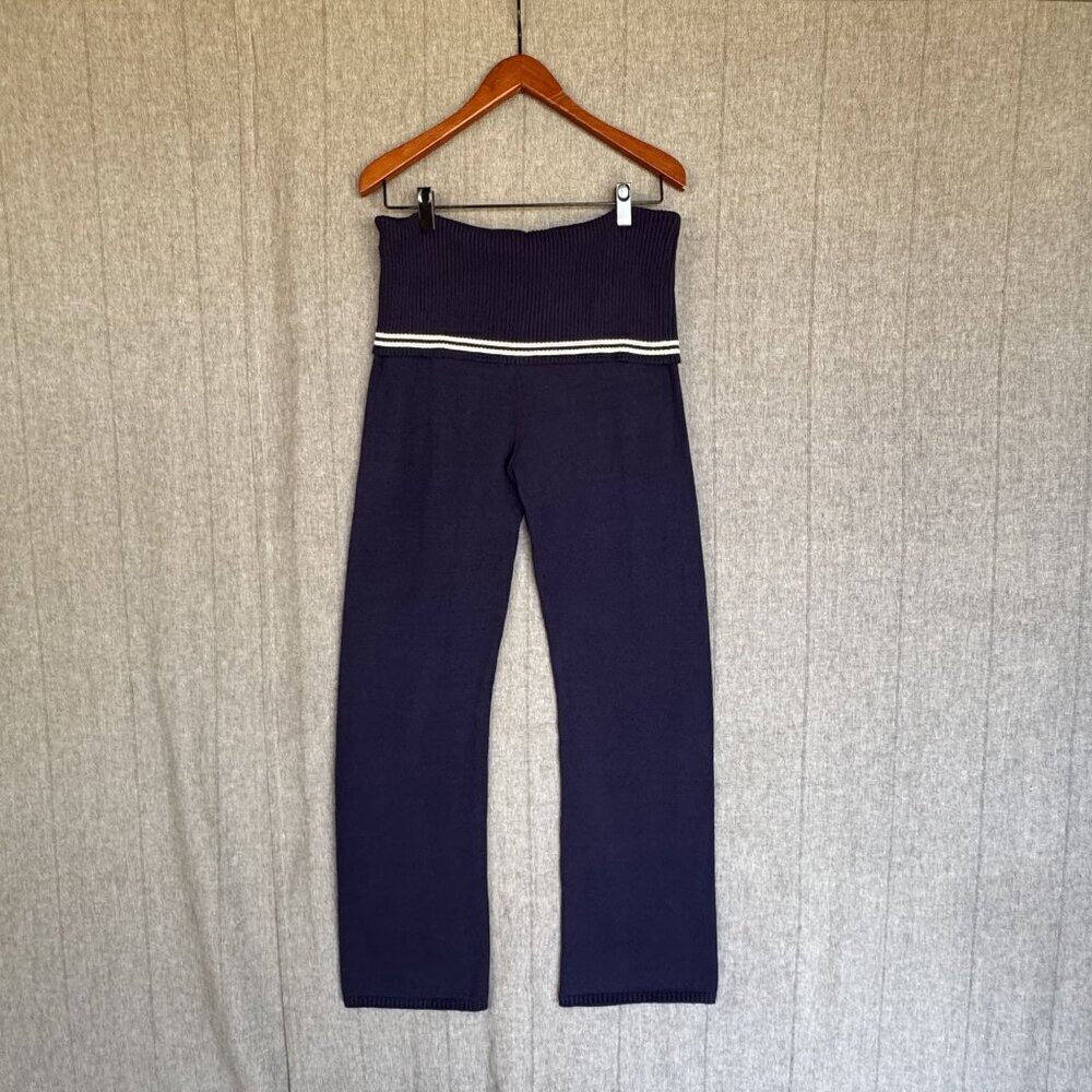 Frankies Bikinis Aimee Cloud Knit Starlight; Navy Blue White‎ Stripe Flare Pant